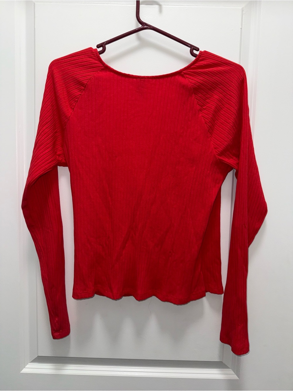 Target Universal Thread Red Ribbed Wrap-Front Women's Top - Picture 4 of 6